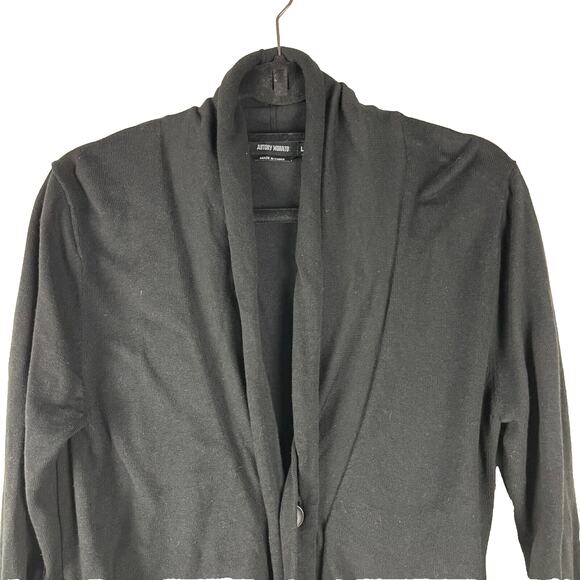 Antony Morato Cardigan Sweater Mens Large Black Knit Button Front Shawl Collar - Picture 2 of 13